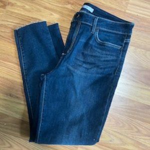 Joe's jeans, cropped dark wash raw hem denim, size 33 Women